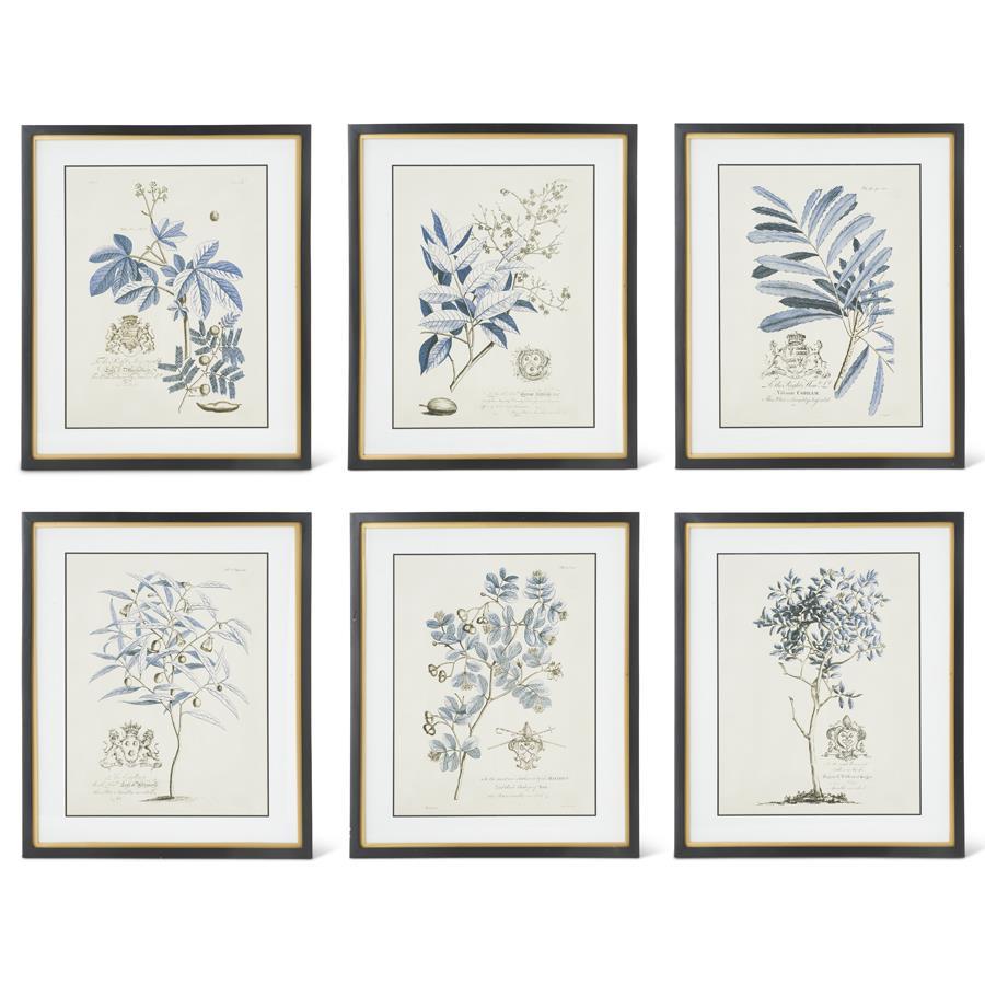 Blue Arbor Prints in Black and Gold Frame Assorted