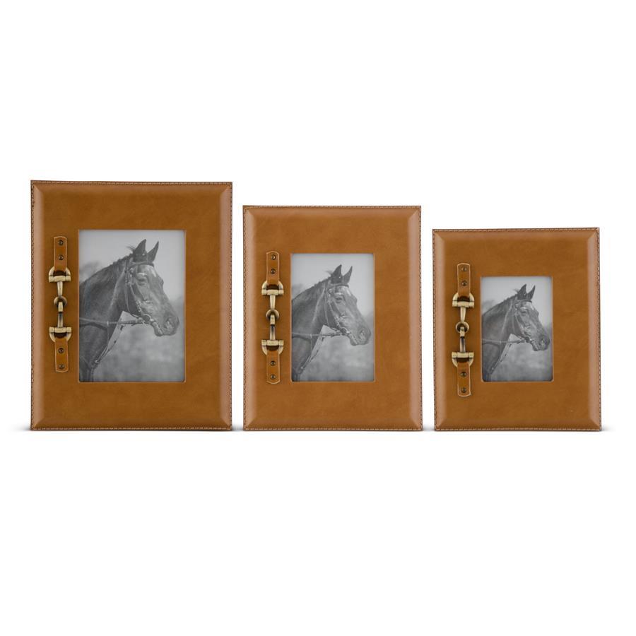 Tan Photo Frames with Gold Horse Bit