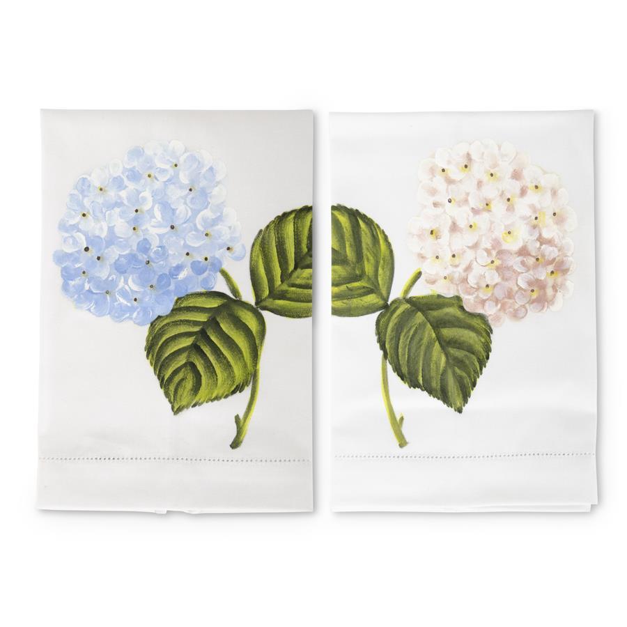 Hydrangea Hand-Painted Cotton Guest Towel Assorted