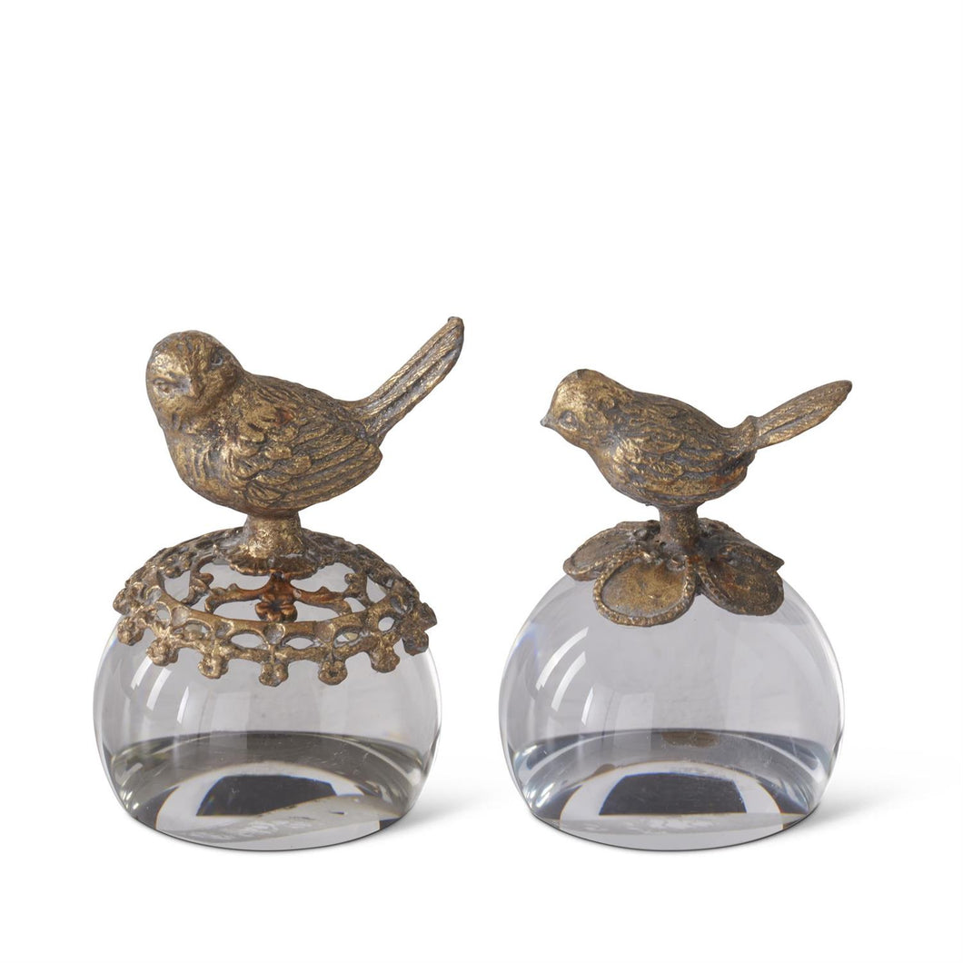 Gold Bird Metal & Glass Paperweights, 2 Styles