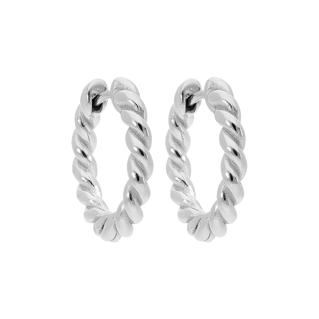 QUDO Silver Canetra Hoop Earrings