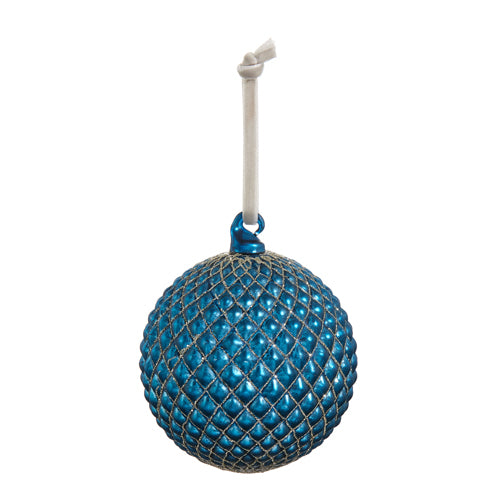 Cobalt Blue Quilted Ball Ornament