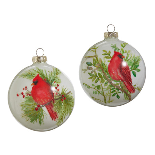 Cardinal on Branch Ball Ornament Assorted