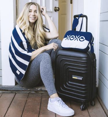 Blue & Natural XOXO Travel Blanket Set