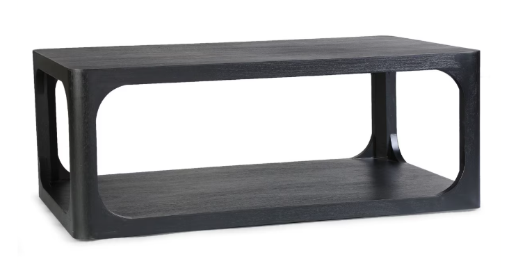 Jeffan Archie 47 inch Mango Wood Coffee Table, Matte Black Dimensions: 47"W x 28"D x 18"H