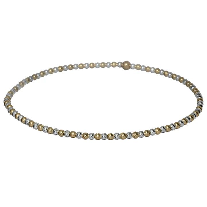 Classic 14K Gold Filled 2-Tone Ball Beaded Bracelet 2mm