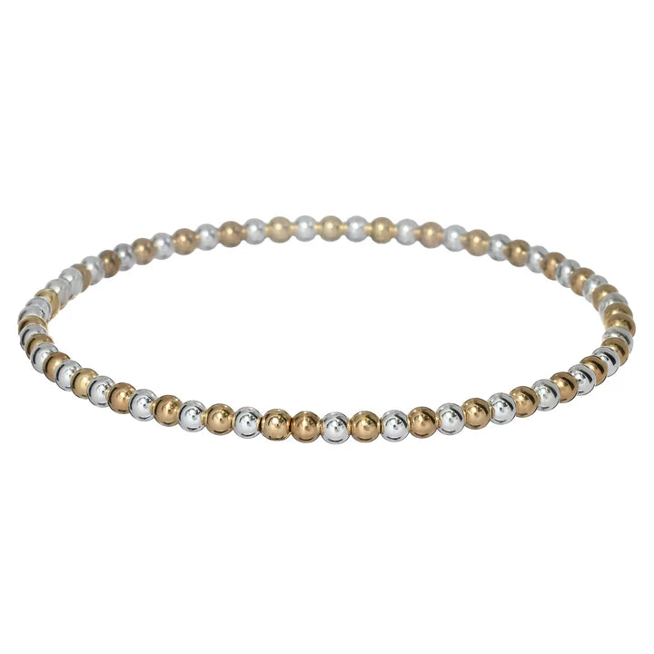 Classic 14K Gold Filled 2-Tone Ball Beaded Bracelet 3mm