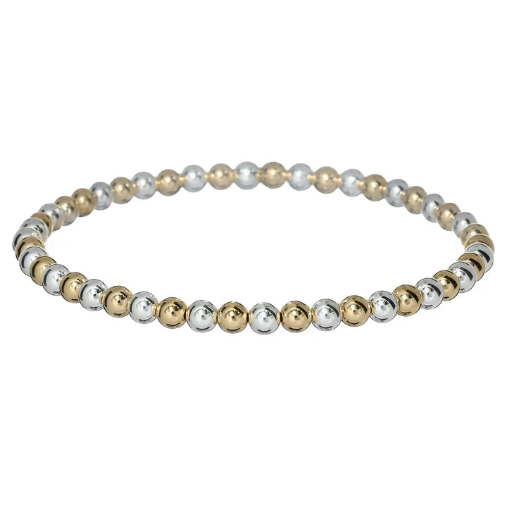 Classic 14K Gold Filled 2-Tone Ball Beaded Bracelet 4mm