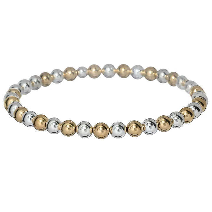 Classic 14K Gold Filled 2-Tone Ball Beaded Bracelet 5mm