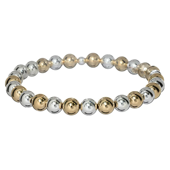 Classic 14K Gold Filled 2-Tone Ball Beaded Bracelet 7mm