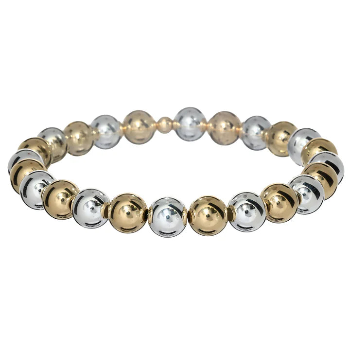 Classic 14K Gold Filled 2-Tone Ball Beaded Bracelet 8mm