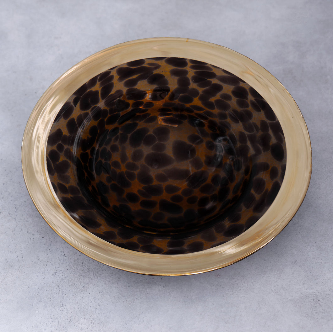 Beatriz Ball Glass Tortoise and Gold Round Platter