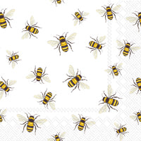 White Save the Bees Cocktail Napkins