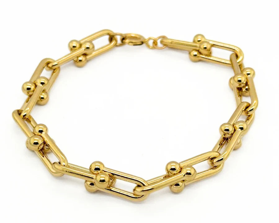 Large Full Chain 18k Gold Plated Bracelet