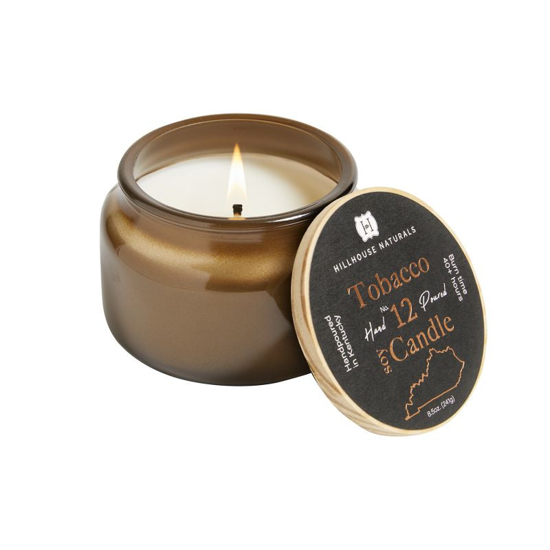 Hillhouse Naturals Tobacco Candle in Brown Jar with Wooden Top