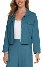 Load image into Gallery viewer, Liverpool Ocean Blue Utility Crop Jacket
