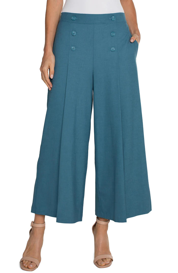 Liverpool Ocean Blue Sailor Crop Wide Leg Pant