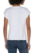 Load image into Gallery viewer, Liverpool Smocked Shoulder Scoop Neck Raglan Knit Top White
