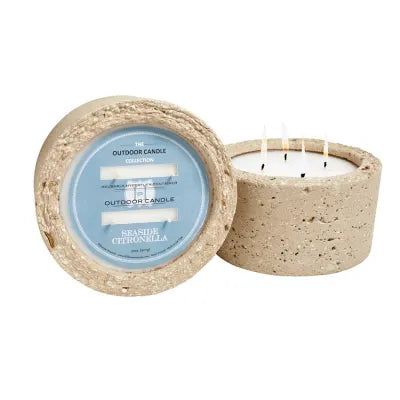 Hillhouse Naturals Seaside Citronella Candle in Hypertufa Pot 32oz