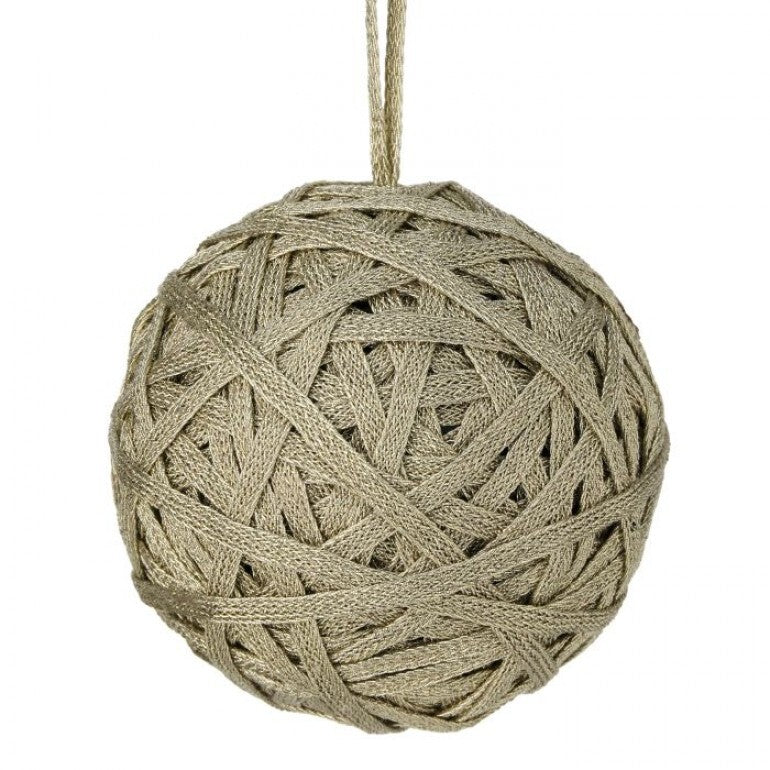 Champagne Metallic Thread Ball Ornament