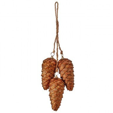 Copper Triple Pinecone with Jute Ornament