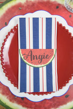 Load image into Gallery viewer, Navy &amp; Red Awning Stripe Guest Napkins
