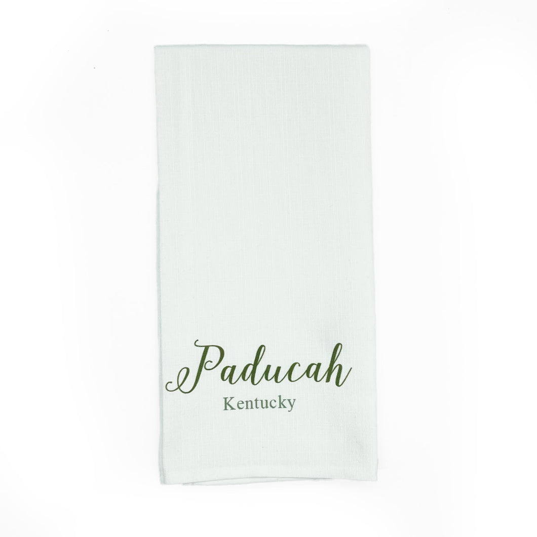 Curly Script Paducah Kentucky Tea Towel