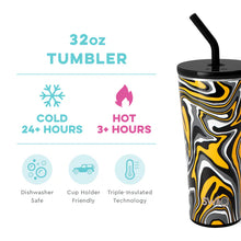 Load image into Gallery viewer, SWIG Fanzone Black + Yellow Straw Tumbler 32oz
