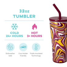 Load image into Gallery viewer, SWIG Fanzone Maroon + Yellow Straw Tumbler 32oz
