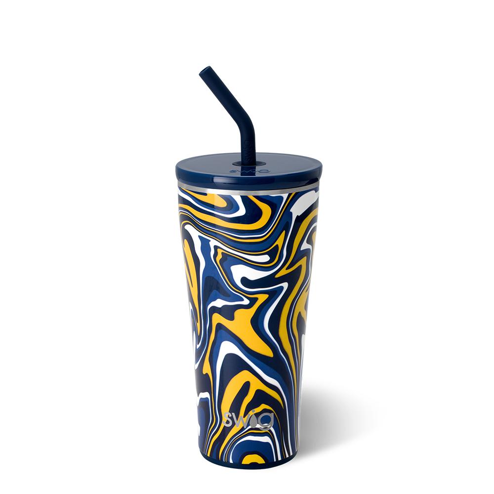 SWIG Fanzone Navy + Yellow Straw Tumbler 32oz