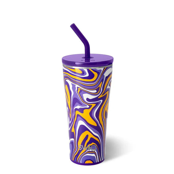 SWIG Fanzone Purple + Yellow Straw Tumbler 32oz