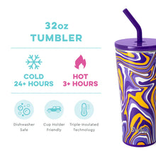 Load image into Gallery viewer, SWIG Fanzone Purple + Yellow Straw Tumbler 32oz
