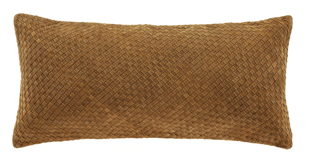 Woven Suede & Basket Weave Long Lumbar Pillow