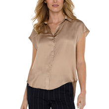 Load image into Gallery viewer, Liverpool Button Front Dolman Sleeve Blouse in Champagne
