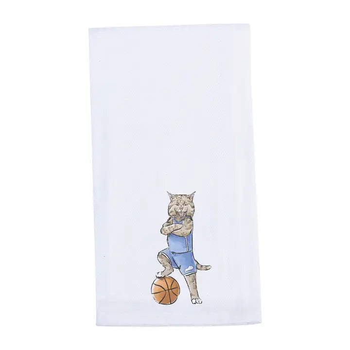 Wildcat with Foot on Basketball Kentucky Tea Towel