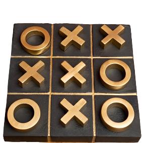 Tic Tac Toe Golden Game on Concrete Base