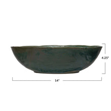 Load image into Gallery viewer, Green Stoneware Serving Bowl
