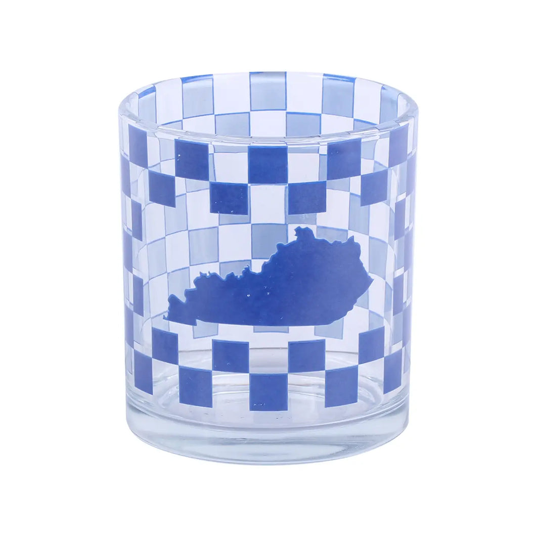 Blue Checkerboard Kentucky Rocks Glass