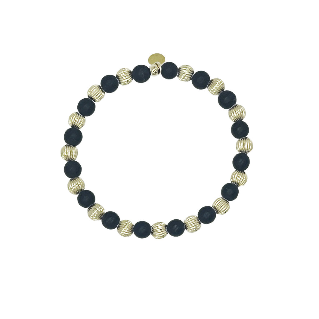 Lucy 14K Gold Filled & Black Agate Beaded Bracelet