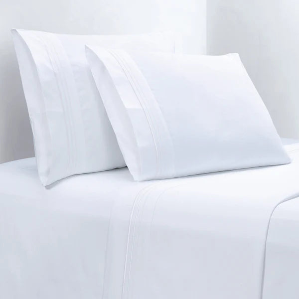 White Embroidered Border Sheet Set