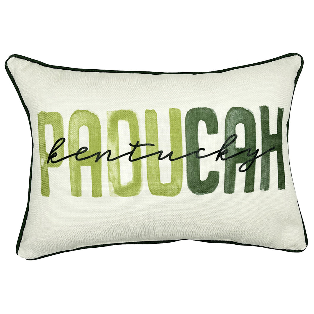 Paducah Kentucky Green Poster Tones Pillow