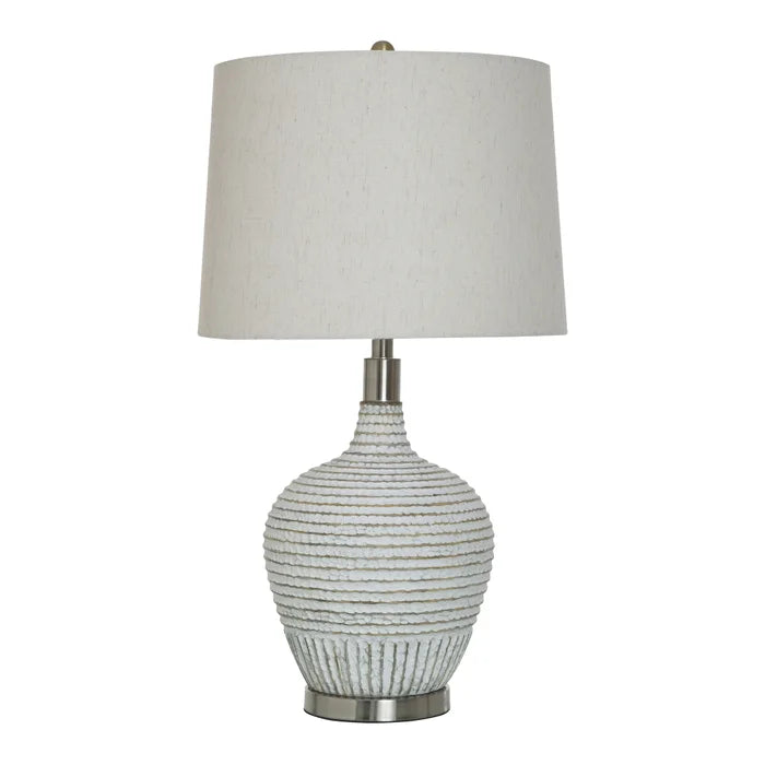 Ridged White Wash Table Lamp