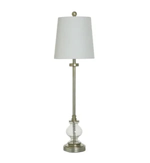 Clear Seeded Glass Metal Buffet Lamp Silver