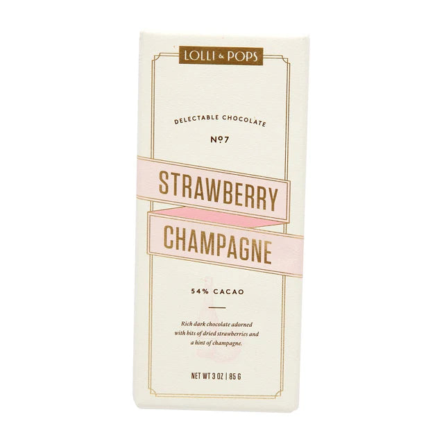 Lolli & Pops Strawberry Champagne Dark Chocolate Bar