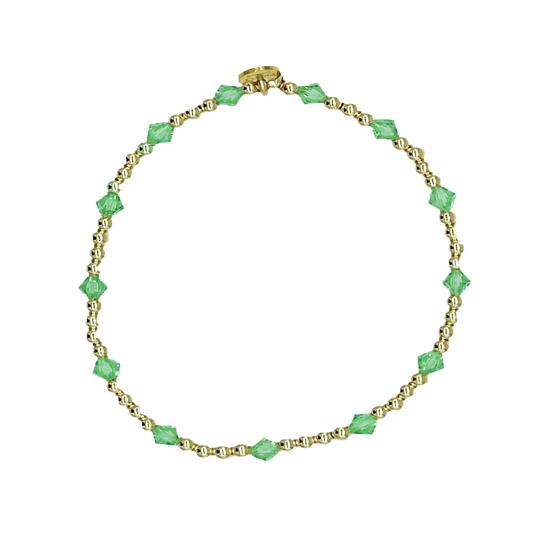 Peridot Crystal and 14k Gold Filled Beaded Bracelet