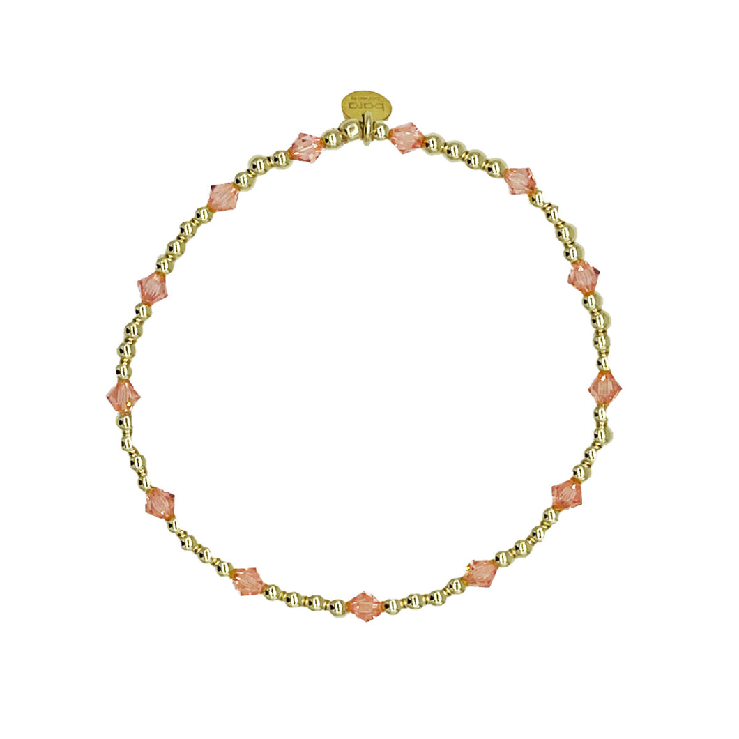 Rose Crystal and 14k Gold Filled Beaded Bracelet