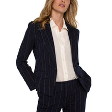 Load image into Gallery viewer, Liverpool Notch Collar One Button Blazer in Lapis Indigo Stripe
