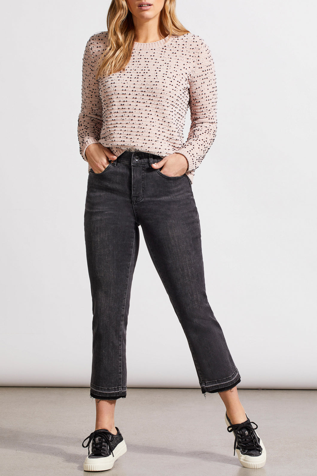 Tribal Textured Knit Crewneck Sweater in Sepia Rose