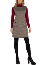 Load image into Gallery viewer, Liverpool Sleeveless Shift Dress in Black &amp; Tan Houndstooth
