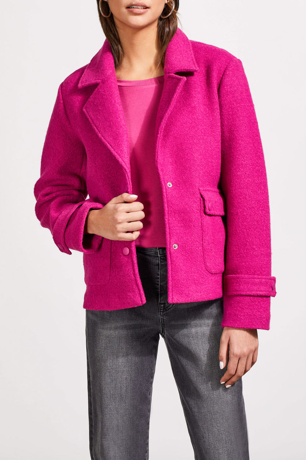 Tribal Snap Front Closure Peacoat in Deep Magenta